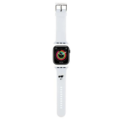 Rrip ore Karl Lagerfeld NFT Choupette për Apple Watch 42/44/45mm dhe Ultra, gome, i bardhë