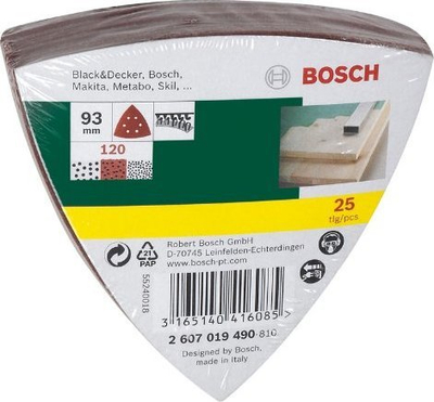 Set letra zmerilje Bosch Delta 120, 93mm, 25 copë