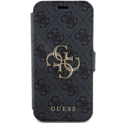 Këllëf telefoni Guess 4G Metal Logo për iPhone 15 Pro 6.1", portofol, gri