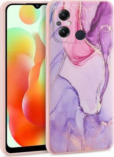 Kapak telefoni Tech-Protect Mood Marble për Xiaomi Redmi 12C, TPU i butë, me mermer, ngjyrë vjollcë