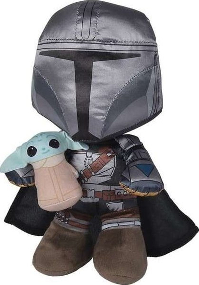 Lodra pellushi Simba Disney The Mandalorian Mando + Grogu, 25 cm, e zezë