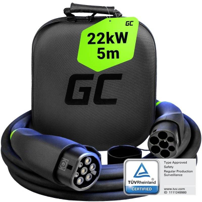 Kabllo karikimi për vetura elektrike Green Cell GC EVKABGC01, Type 2, 5m, e gjelbër