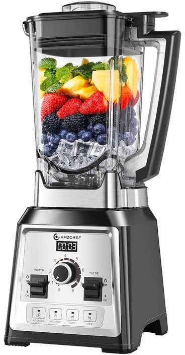 Blenderi Amzchef CE-NY-8088MJD, 2000W, 2L, 8 tehe, i zi/argjendtë