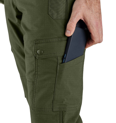 Pantallona cargo Carhartt Ripstop Fleece, W34 L34, material i trashë, jeshile e errët