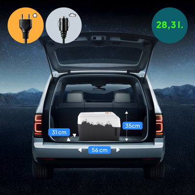 Frigorifer turistik Peme Go 30 Adventure, 28.3L, 12V dhe 220V, gri portokalli
