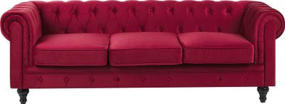 Divan Chesterfield me kadife, 4 vende, i kuq i errët