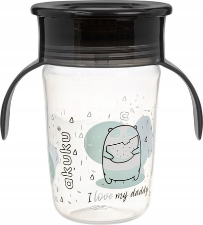Gotë trajnimi Akuku 360 Drip Glass, 240ml, me doreza, ngjyrë e errët