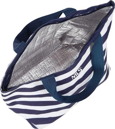 Çantë termike Nils Extreme NC3100, 32L, izolim PEVA, blu me vija të bardha