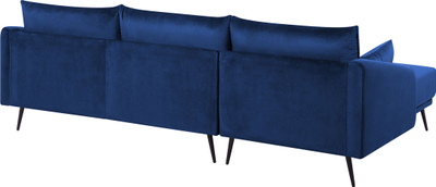 Divan kënd Beliani Varde, kadife, kënd i djathtë, blu navy