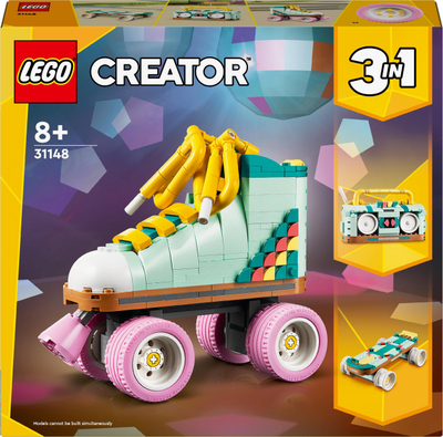 Lodër LEGO Creator Retro Roller Skate 31148, set 3 në 1, për fëmijë 8+, rozë