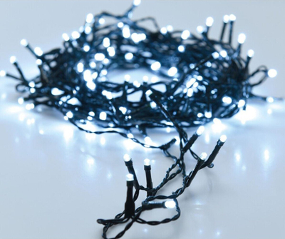 Garlandë LED për jashtë Happy Lights, 18 m, dritë e bardhë e ftohtë 5000K, kabllo e zezë
