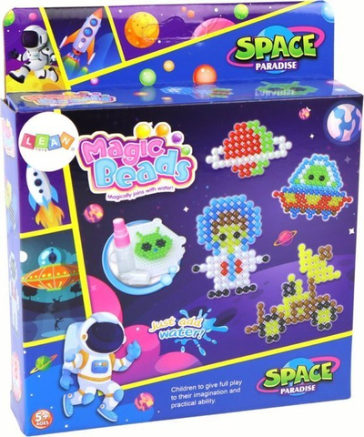 Set lodrash me rruza uji Leantoys Magic Beads Space, DIY, shumëngjyrësh