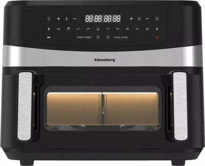 Фритеза на воздух Klausberg Oil Free Double Chamber Fryer, 9L, 1750W, сребрено-црна