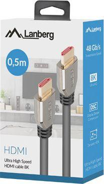 Kabëll LANBERG HDMI - HDMI 0.5m (CA-HDMI-30CU-0005-BK), e zezë