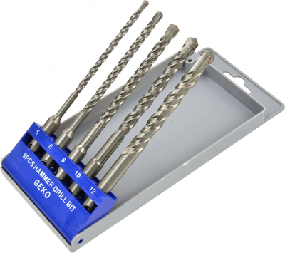 Сет спирални сврдла за ѕидарски работи GEKO SDS Plus, 5 парчиња, 5-12mm
