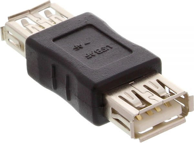 Adapter USB InLine 33300, USB 2.0 Type A femër femër, i zi