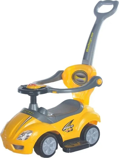 Makinë lodër me rrota Dolu Mega Car, 3 në 1, me dorezë për shtyrje, e verdhë