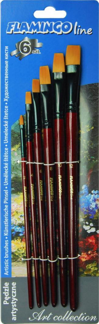 Set penelash Titanum Artistic Brushes, 6 copë, fije sintetike, dorezë e kuqe