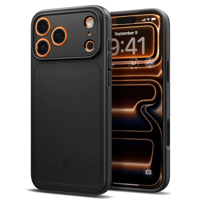 Futrollë telefoni Spigen Cs10274, MagSafe, mbrojtëse e hollë, e zezë