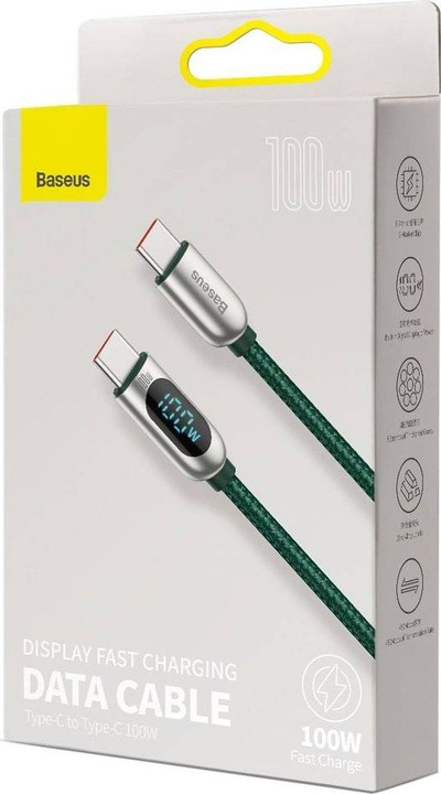 Kabllo Baseus USB C në USB C, 2m, 100W 5A, jeshile