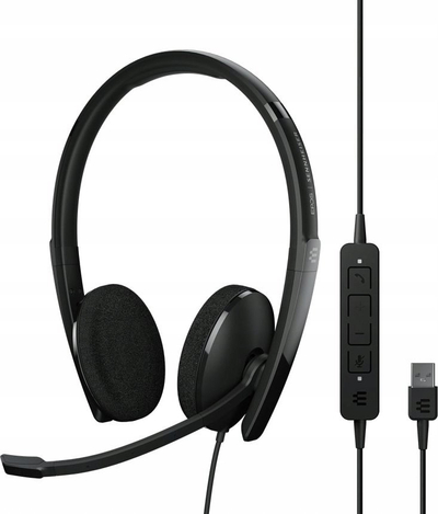 Headset EPOS ADAPT 160 USB II, me kabllo, me mikrofon që heq zhurmat, i zi