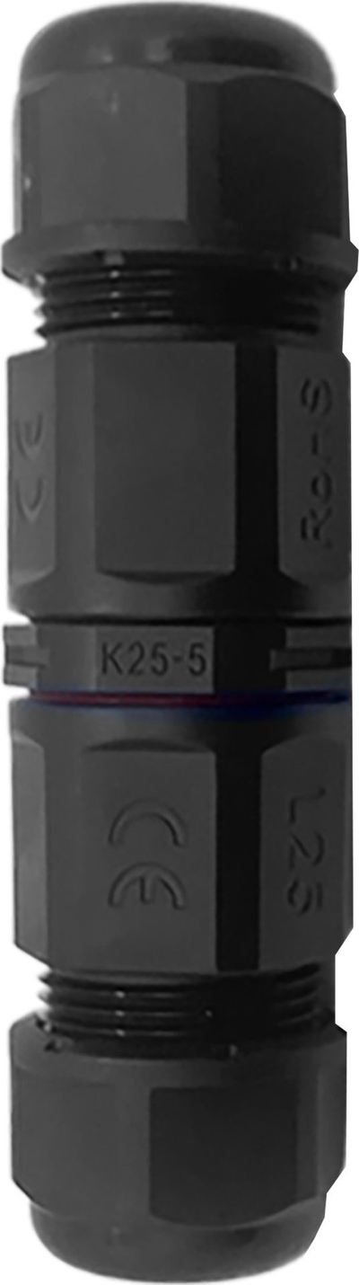 Konektor kabllor i drejtë IP68, 5x4mm², 400V 25A, i zi