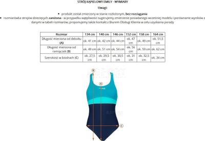Kostum noti Aqua-Speed Emily Jr 367-19, njëpjesësh, për goca, rozë me të zezë