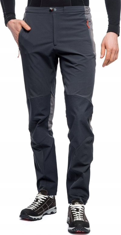 Pantallona alpine Rab Torque, softshell elastik, kundër ujit, gri të errët