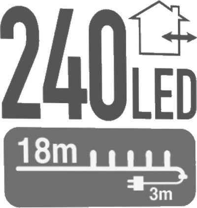 Dекоративни LED светилки Mondex Chain 240L, 18 m, 8 функции, топло бела
