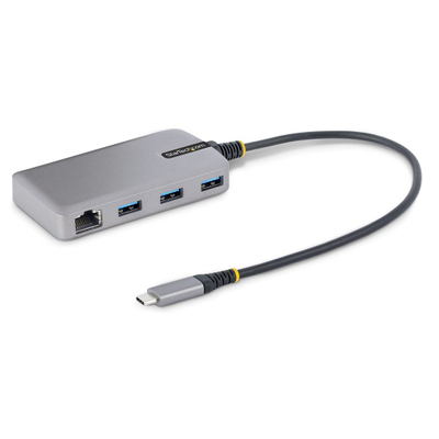 Hub USB C StarTech 3 porta, Gigabit Ethernet, USB 3.0 5Gbps, gri