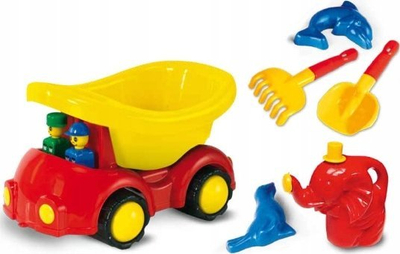 Set lodrash me rërë Hemar Family Car Ptyś, kamionçinë plastike, gjëra për në rërë dhe shishe ujitjeje, shumëngjyrëshe