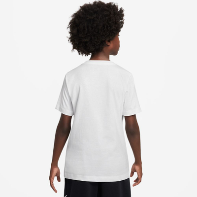 Bluzë Nike Sportswear Futura për djem, pambuk 100%, mëngë të shkurtra, e bardhë