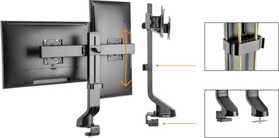 Mbajtëse VESA për monitorë Mc-854, për 2 ekrane 17-27", kapacitet 14 kg, e zezë
