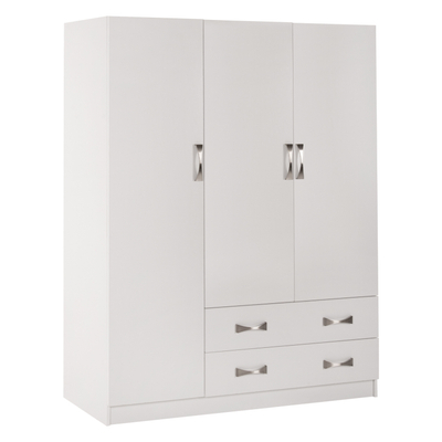 Dollap rrobash Carly HM384.05, 3 dyerë, 2 sirtarë, 150x55x180 cm, i bardhë