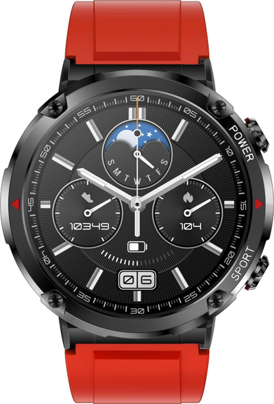 Ora e zgjuar Gravity GT21-6, ekran 1.6", IP67, me rrip silikoni të kuq