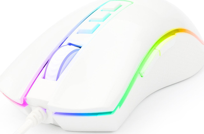 Maus gaming Redragon Cobra M711 me kabllo, RGB, i bardhë