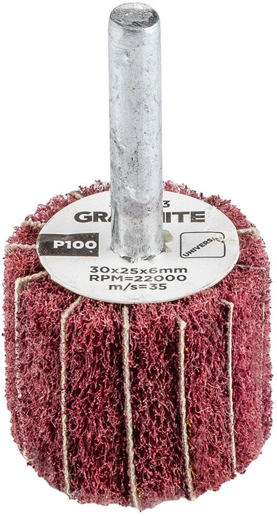 Rrotë gërryese flap me bosht, Pëlhurë jo e endur, 30 x 25 x 6 mm, P100