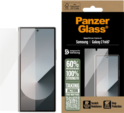 Mbrojtëse ekrani PanzerGlass Classic Fit, Samsung Galaxy Z Fold7, xham i temperum, transparente