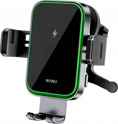 Mbajtës telefoni për makinë WiWU CH313, karikim wireless 15W, për në gryka ajri dhe xham, i zi