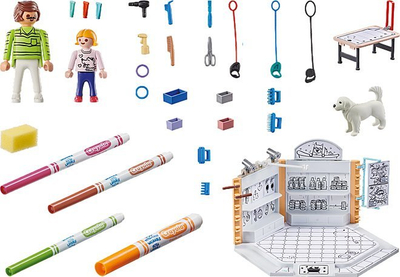 Set loje Playmobil Color Dog Salon, sallon qeni për ngjyrosje, me aksesorë, shumëngjyrësh
