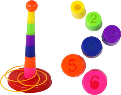 Loja me unaza Leantoys Target Throw Cups Hoops, për fëmijë, 6 gota me numra, shumëngjyrëshe
