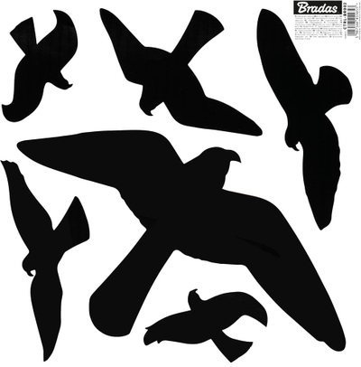 Stickerë Warning Birds për xhama, 6 copë x 10 fletë, të zinj