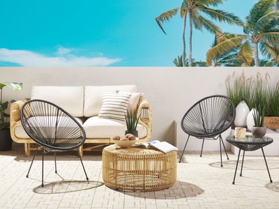 Set karrigesh kopshti ACAPULCO II, 2 copë, PE ratan, i zi