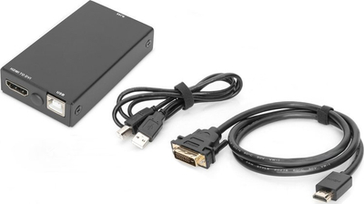 Dongëll KVM Digitus DVI, RJ45 në DVI, Full HD, i bardhë