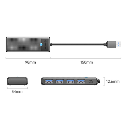 USB Hub Orico PAPW4A-U3-015, 4x USB 3.0, i zi
