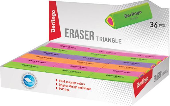 Set goma Berlingo Triangle, thermoplastic, trekëndore, 36 copë, shumëngjyrëshe