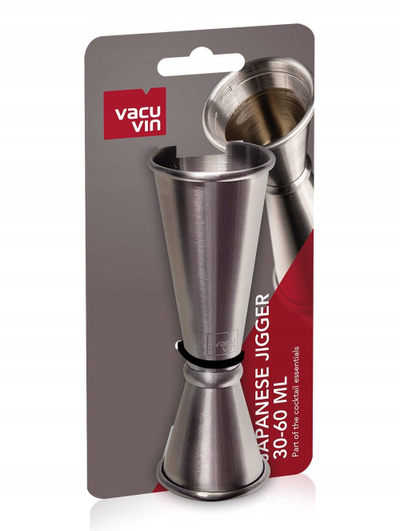 Matës pijeje Vacu Vin Japanese Jigger, 30–60 ml, çelik inox, argjendtë