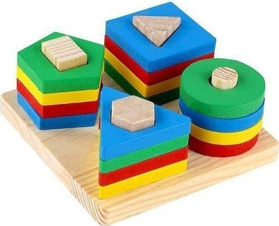 Lodër druri sorter Smily Play, forma gjeometrike, edukative, shumëngjyrëshe