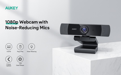 Kamera web Aukey PC-LM1E, Full HD 1080p, 2MP, e zezë