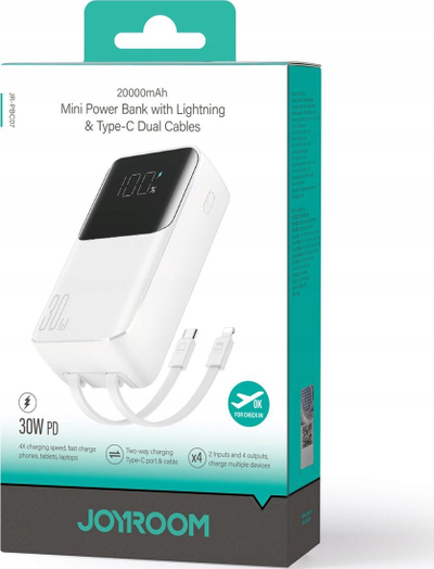 Powerbank Joyroom JR-PBC07, 20000mAh, 30W, i bardhë